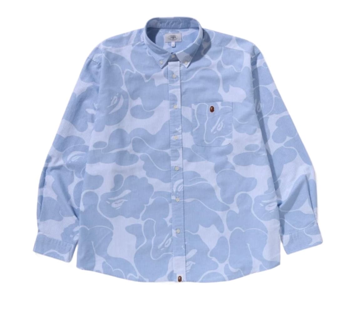 bape 스트라이프 카모 릴렉스 셔츠 블루 상품이미지1