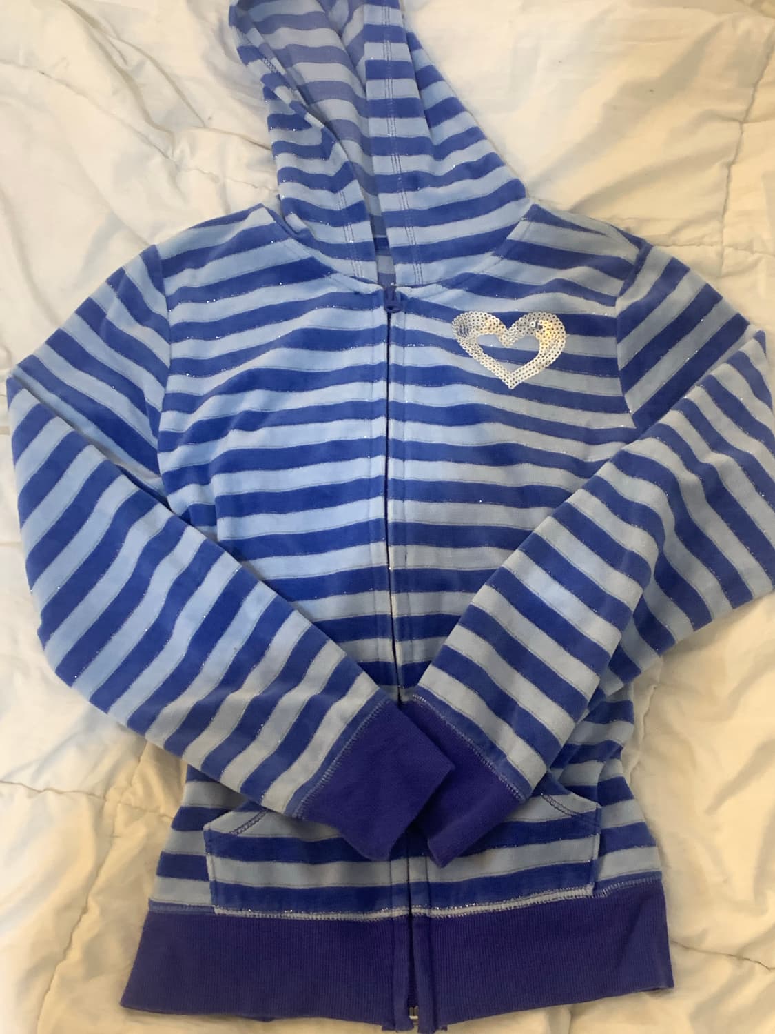 후드집업 블루 앤 스카이블루 스팽글 실버 벨벳 상품이미지2