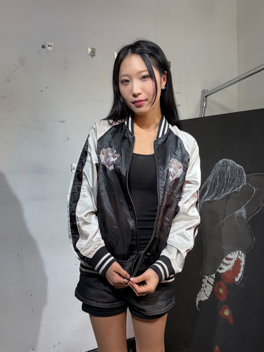 JPN 백호 오리엔탈 자수 스카잔 일본 빈티지 수니베어 스카쟌 M 상품이미지6