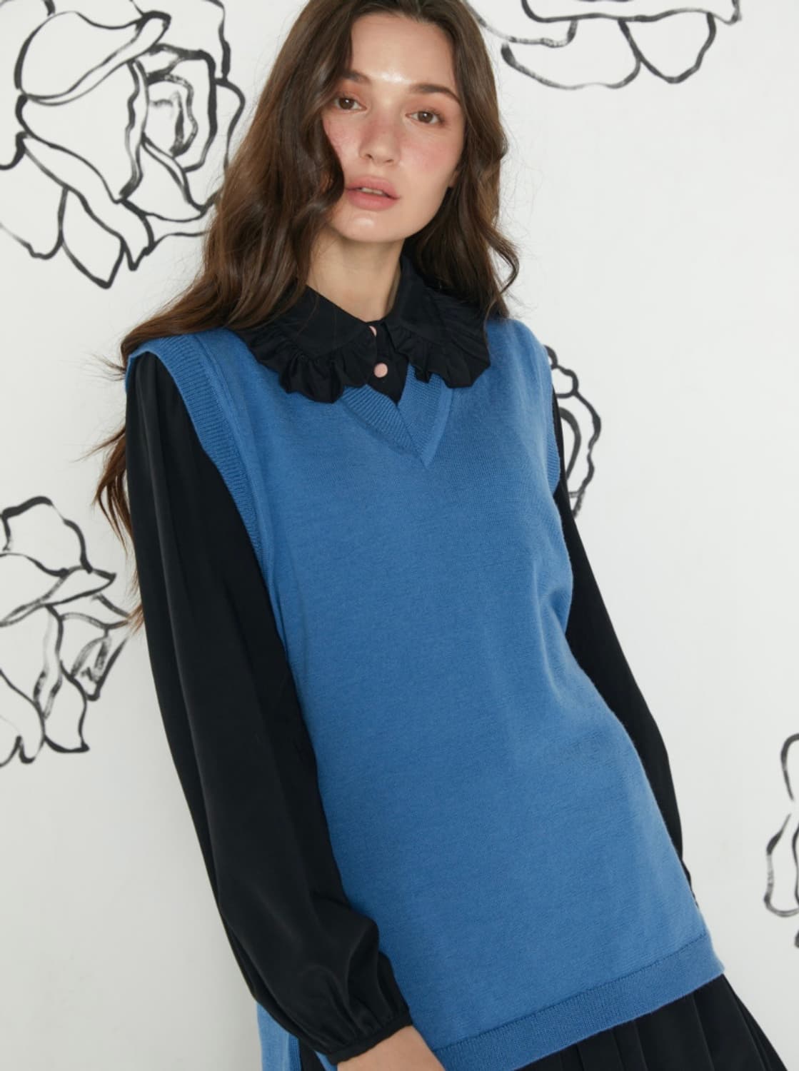 카티아조 블랙레이블 럭셔리 울 베스트 리치블루(38) 새상품 상품이미지1