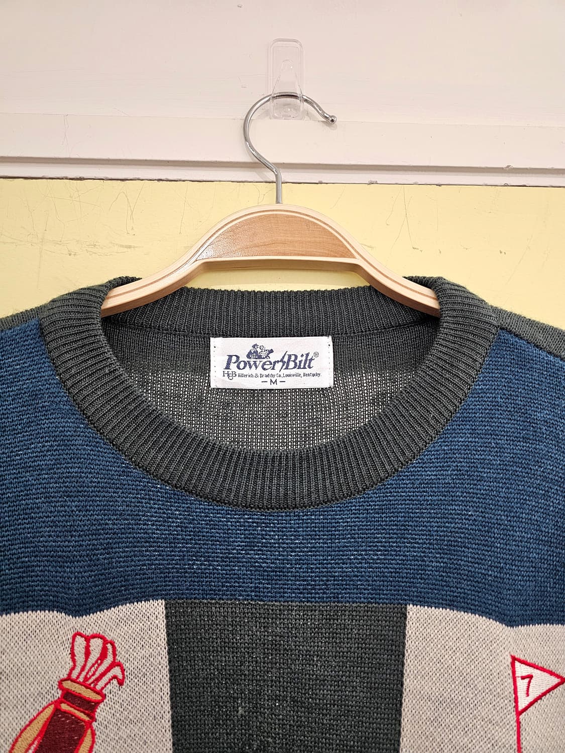 USA 80's PowerBilt 골프자수 울 니트 상품이미지4