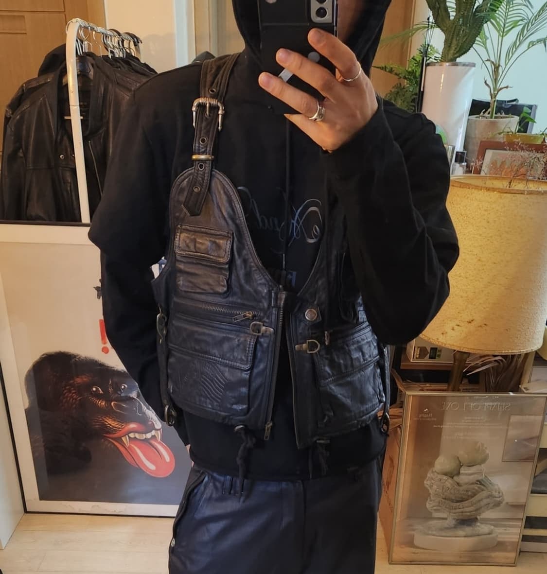 빈티지 밀리터리 레더 베스트 /r13/언더마이카/erd/언더커버/넘버나인 상품이미지1