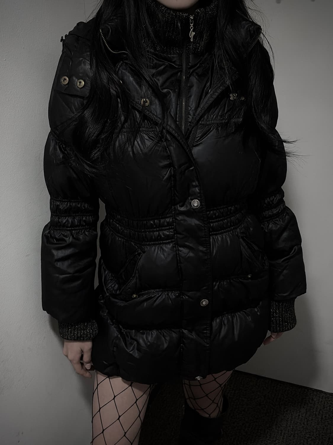 Guess Spangle Black Midi Padded Jacket 상품이미지3