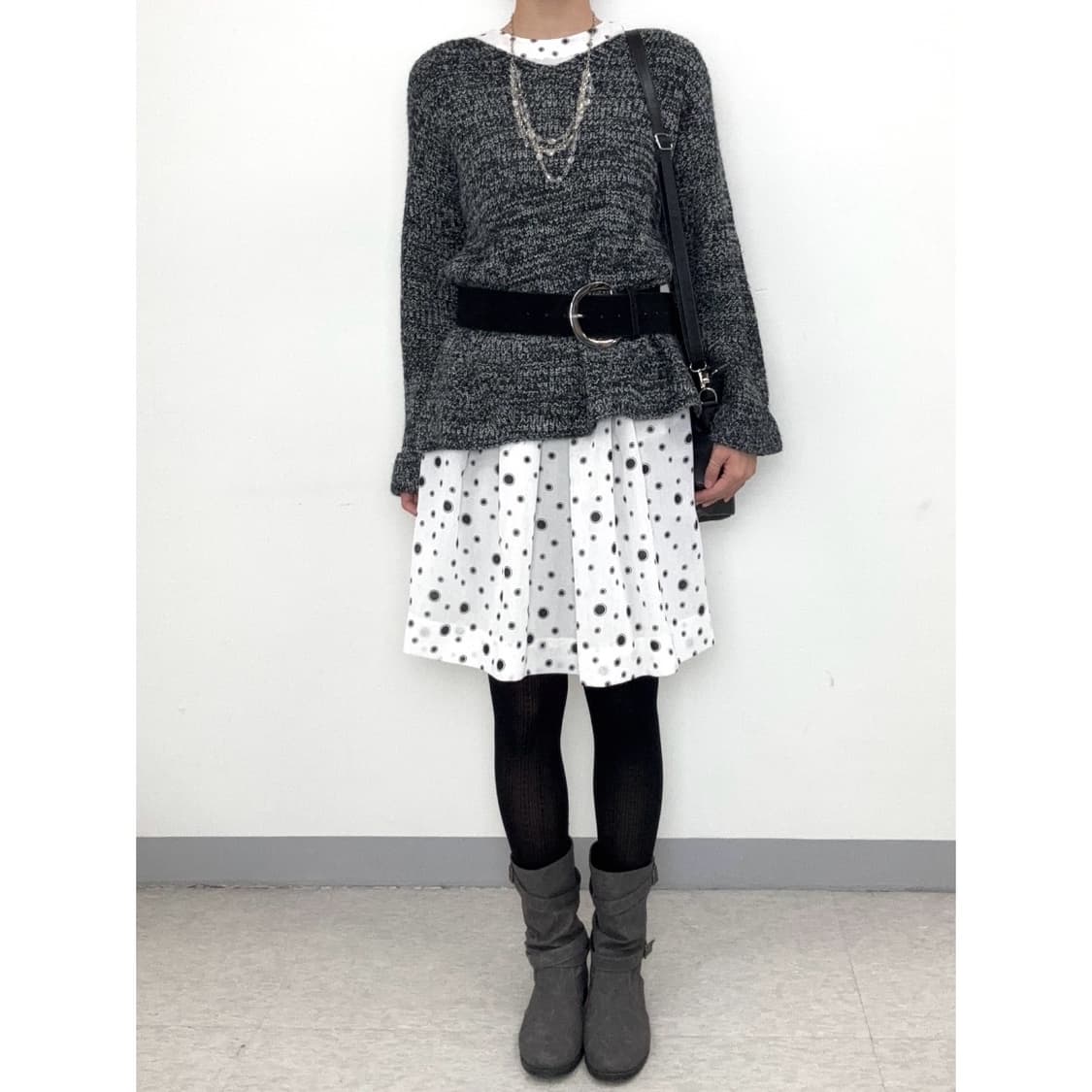 빈티지 도트 반소매 원피스 상품이미지5