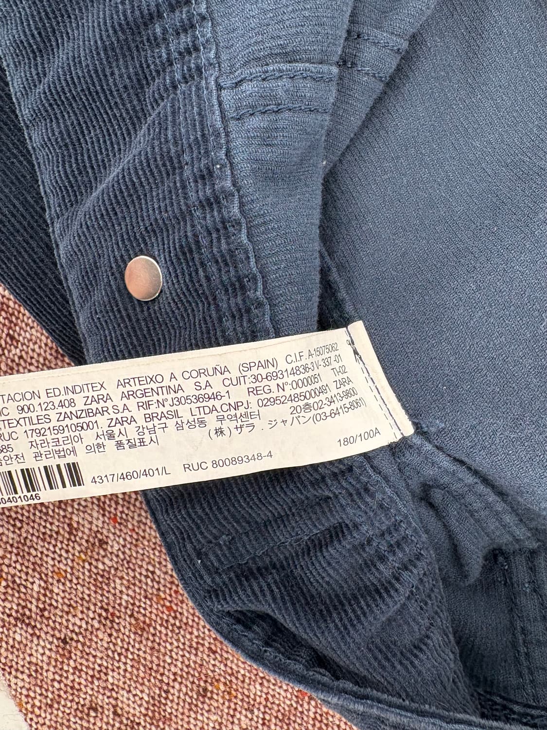 ZARA MAN Premium 코듀로이 트러커 자켓 – 다크 네이비 (E 상품이미지6