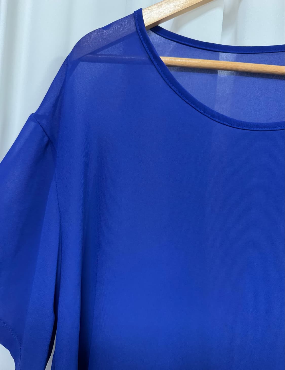 스타일난다 시스루 블라우스 BLUE 상품이미지7