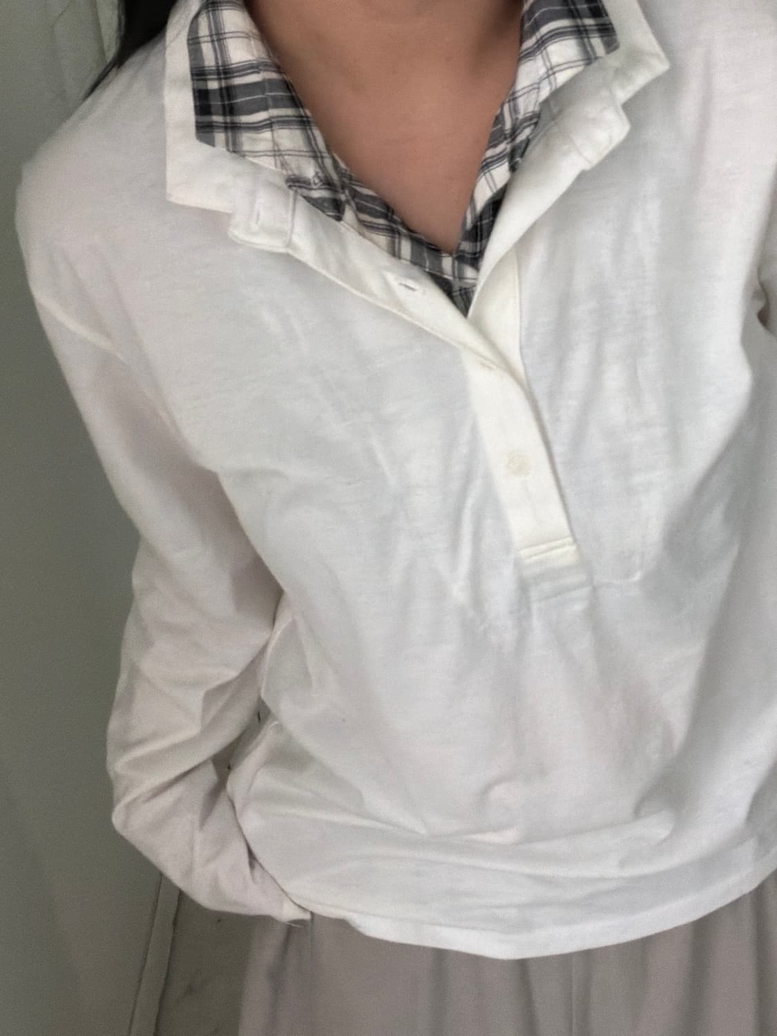 일본빈티지 체크 레이어드 롱슬리브 상품이미지2