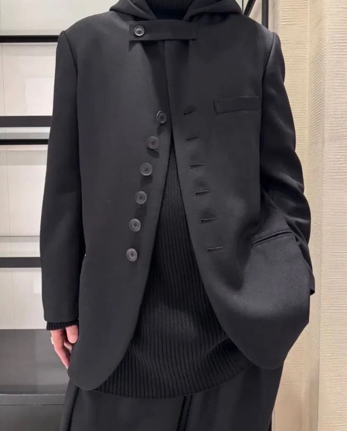 요지 야마모토 뿌르옴므 개버딘 울 후드 자켓 상품이미지2