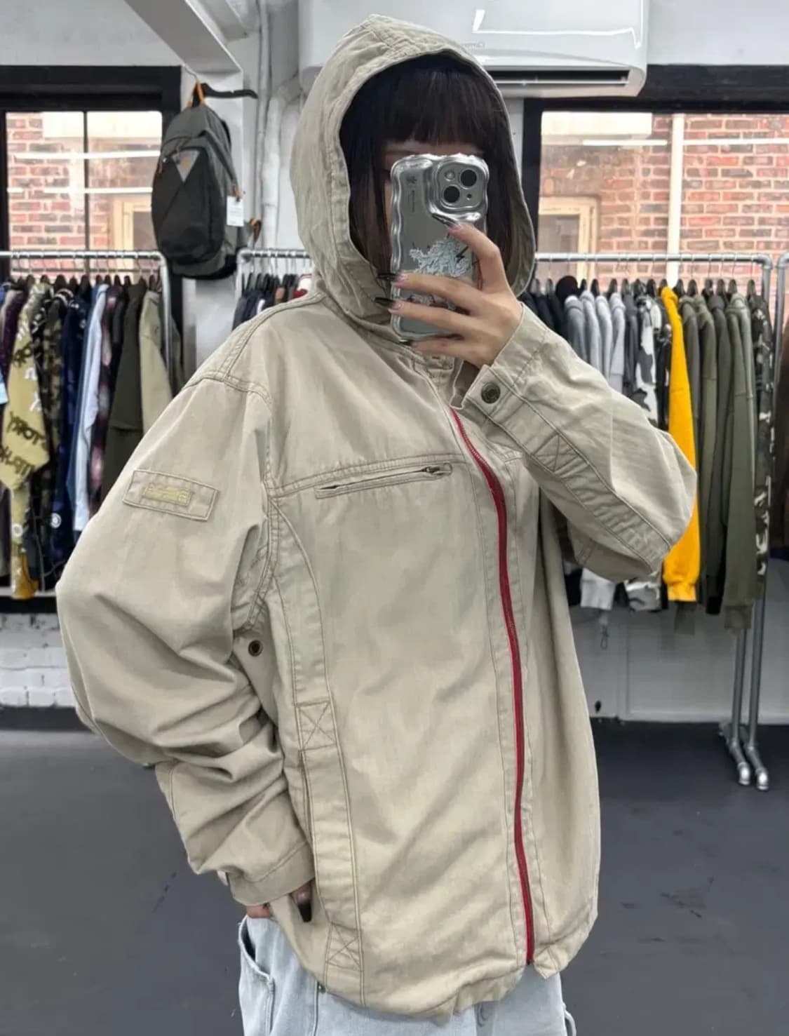빈티지 코튼 베이지 바람막이 후드자켓 빈티지모리걸 상품이미지2