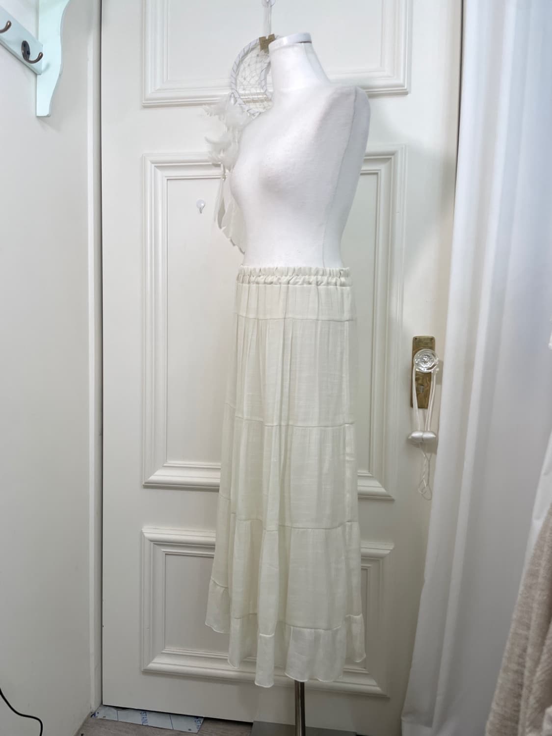 ivory tired spring long banding skirt 상품이미지2