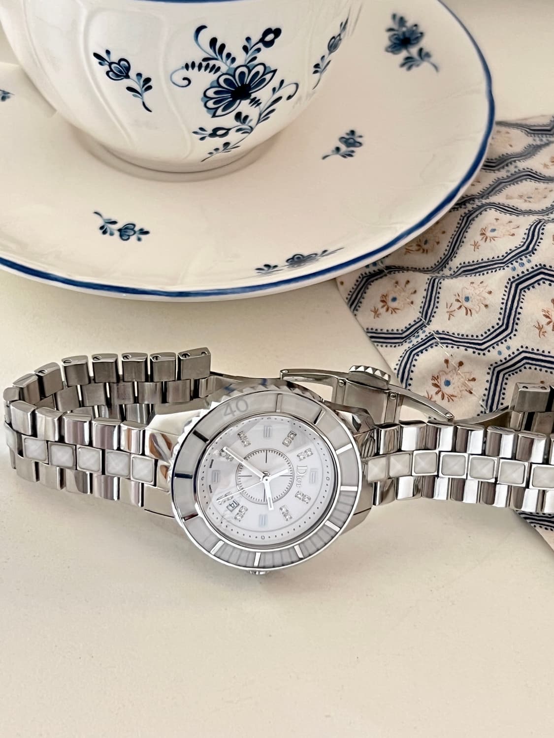 Dior 화이트 크리스탈 12p 다이아 디올 여성 시계 상품이미지6