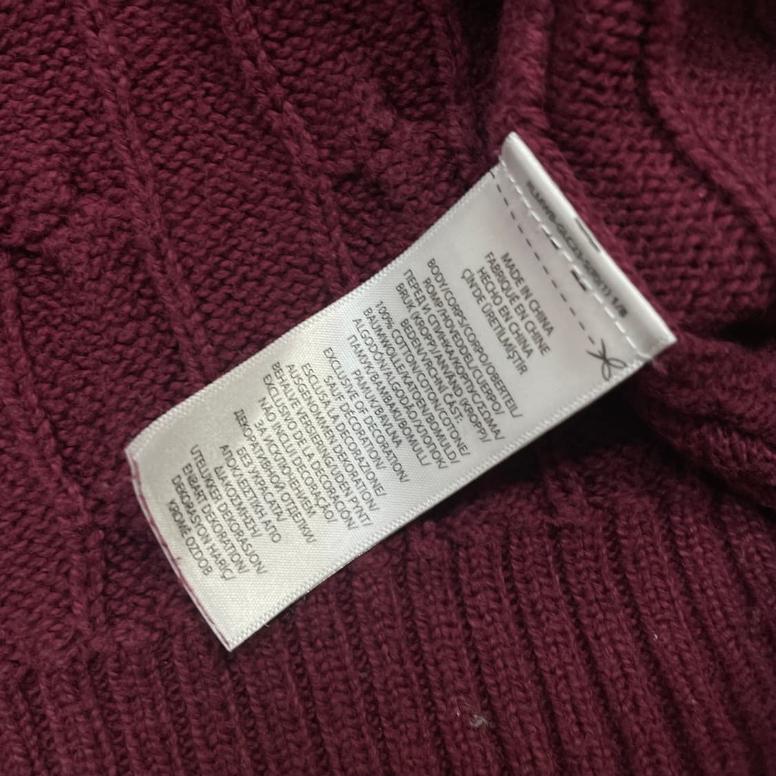 폴로 랄프로렌 포니 로고 케이블 라운드 니트 버건디 상품이미지4