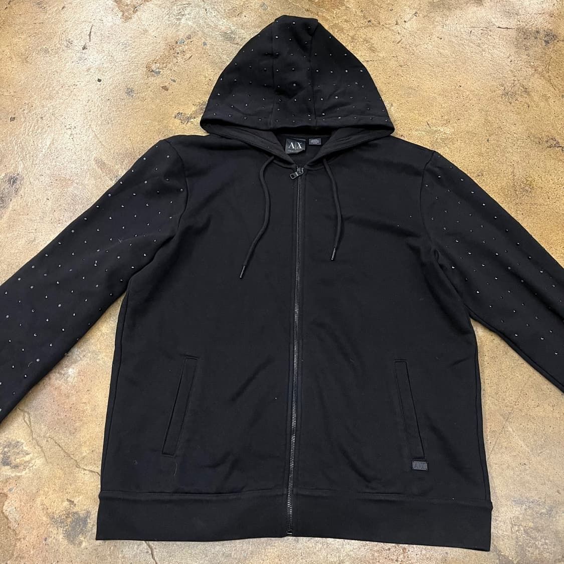 [정품/XL] A|X 아르마니 익스체인지 블랙 후드집업 스톤 장식 b17 상품이미지3