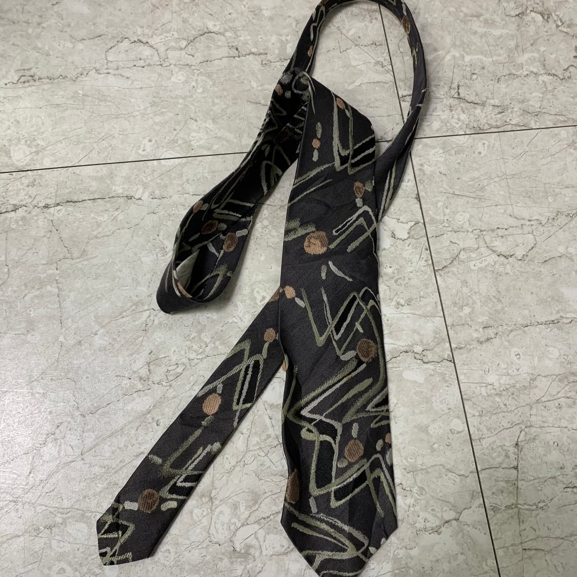 이세이 미야케 일본 빈티지 자수 실크 넥타이 차콜 상품이미지6