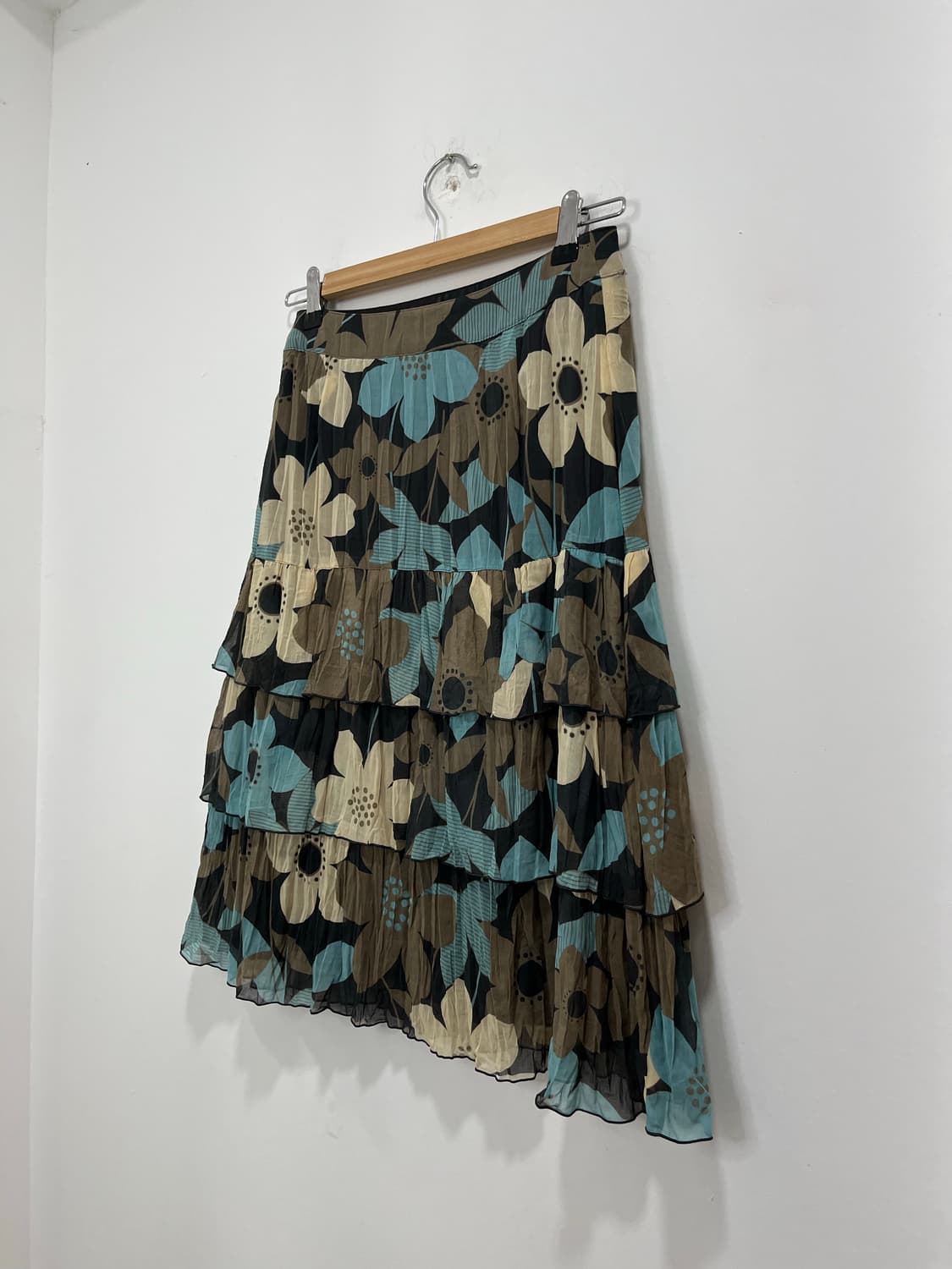 일본 빈티지 플라워 패턴 캉캉 레이어드 미디 스커트 상품이미지7