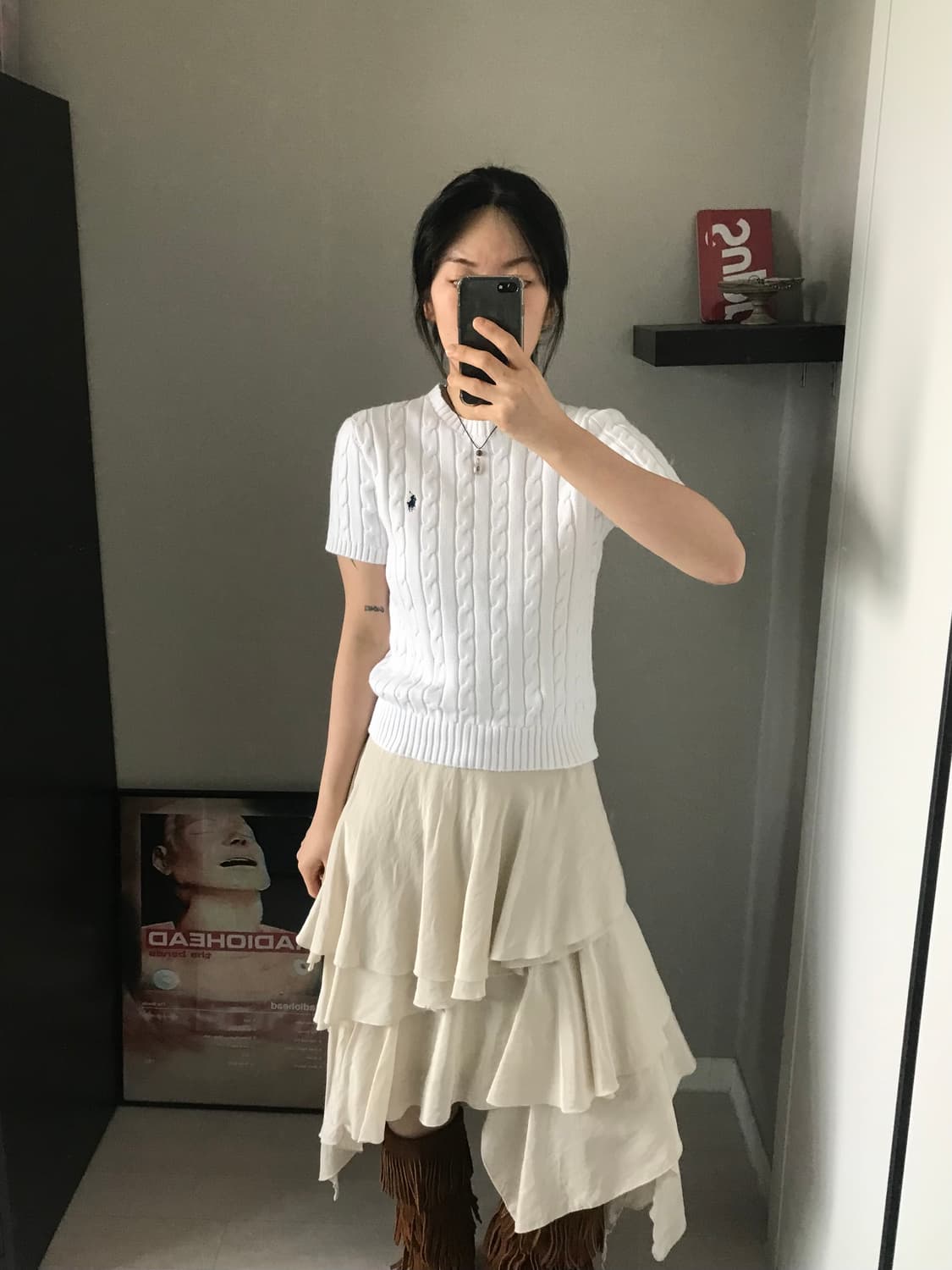 폴로 랄프로렌 포니로고 케이블 화이트 니트 반팔 상품이미지1