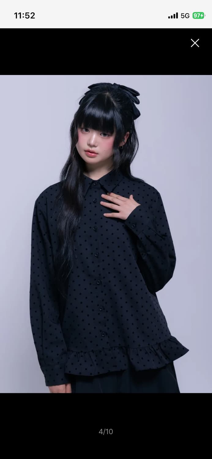 나이엔 도트 프릴 오버핏 셔츠 상품이미지2