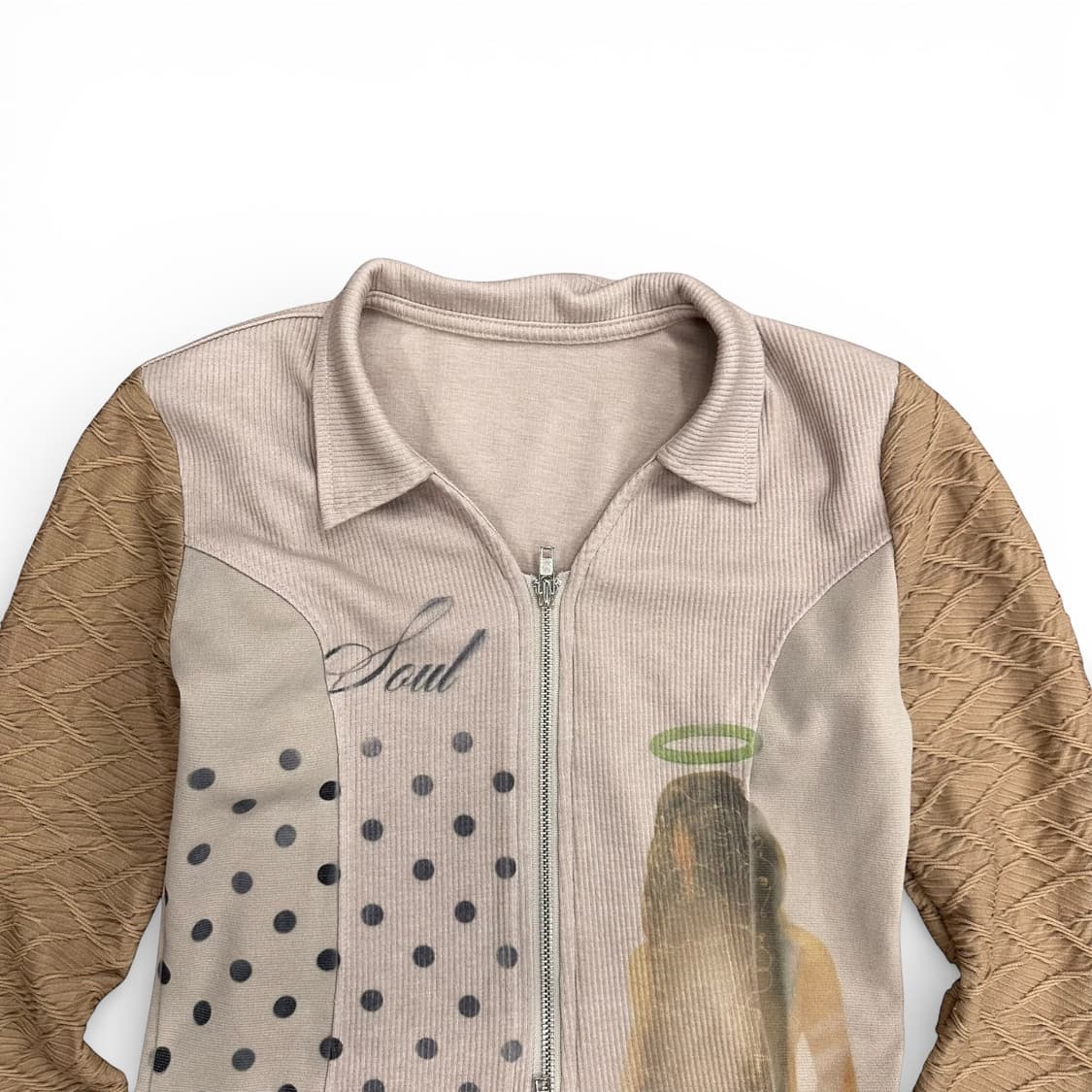 Beige Angel Dot Zip-Up 상품이미지3