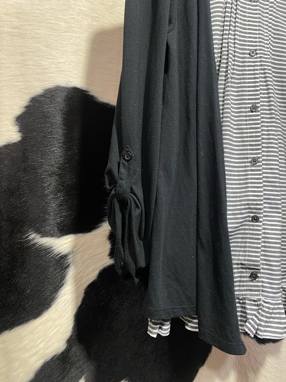 Japanese vtg 플리츠 디테일 레이어드 스트라이프 셔츠 상품이미지4