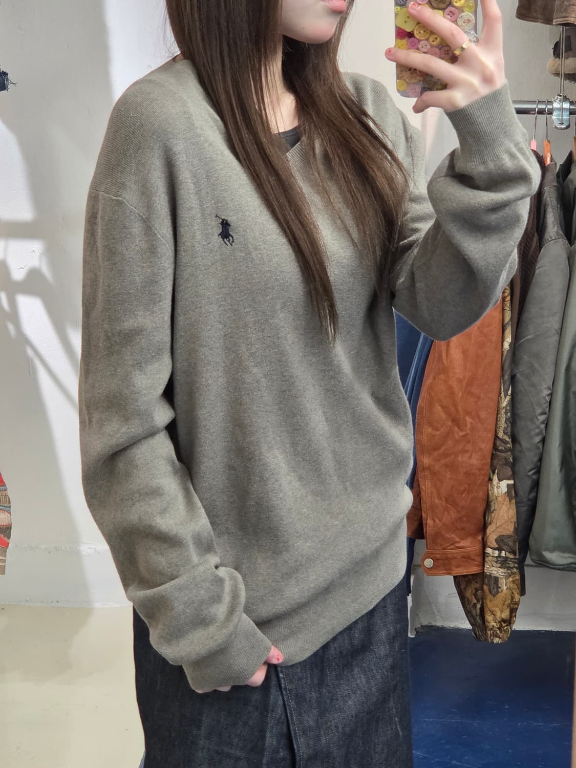 PRL 폴로 랄프로렌 피마코튼 브이넥 니트 상품이미지1