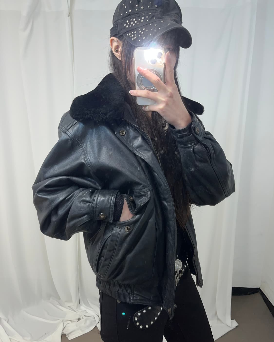 양가죽 퍼카라 봄버 상품이미지2