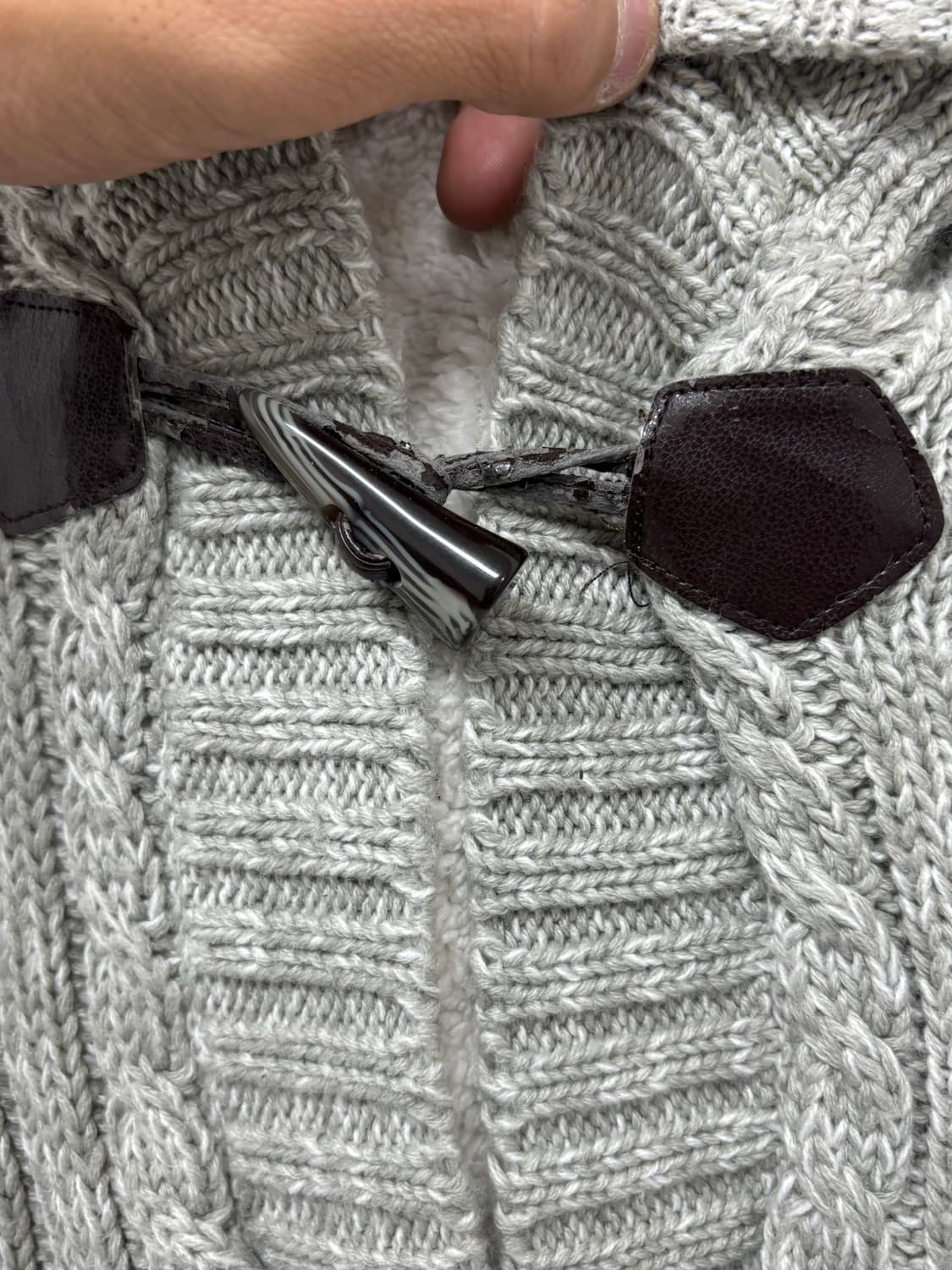 [Colza] Y2K White Fur Knit Hoodie Grey C 상품이미지10