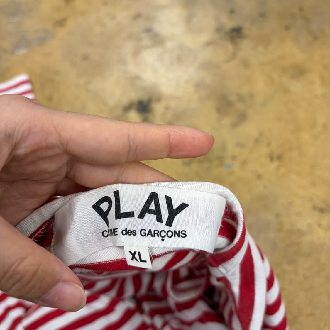 꼼데가르송 레드 스트라이프 단가라 롱슬리브  상품이미지5