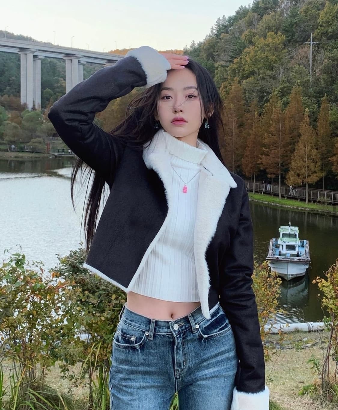 페일제이드 시어링 자켓 무스탕 블랙 상품이미지1