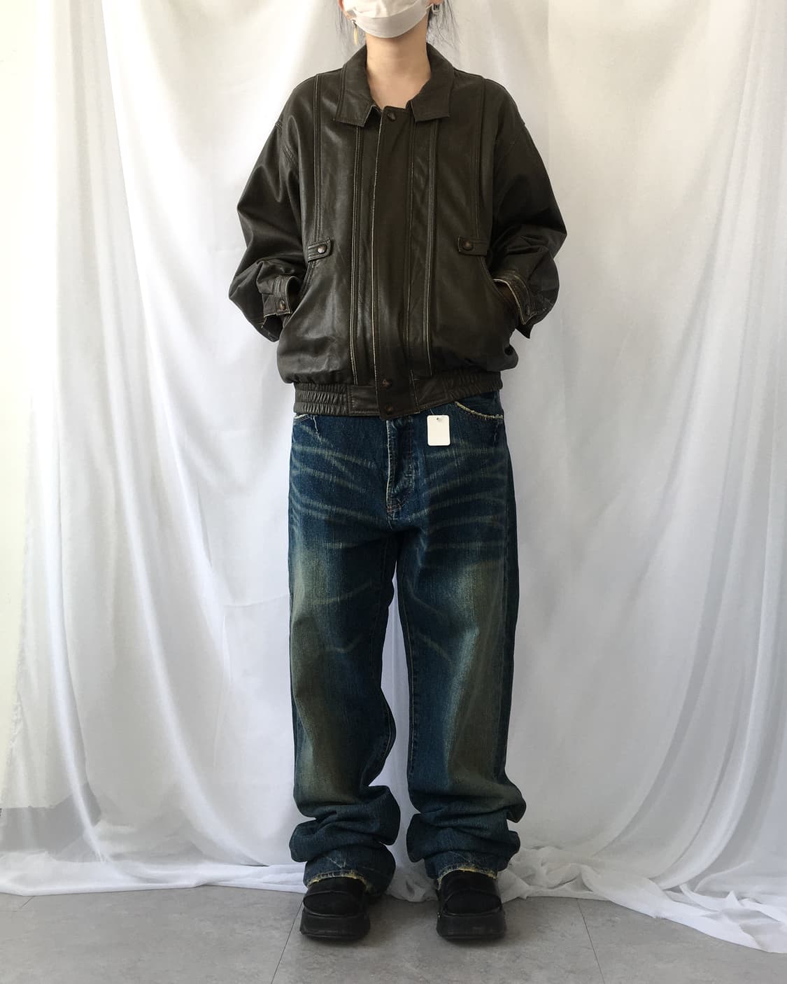 Brown leather bomber jacket 상품이미지10