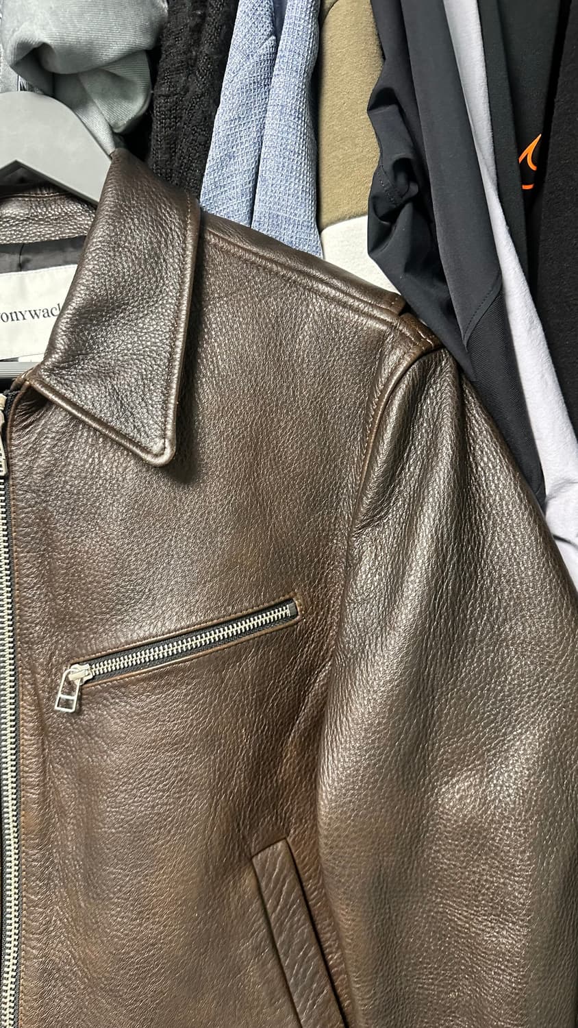 토니웩 디스트로이트 브라운 싱글 레더 자켓 L 상품이미지3