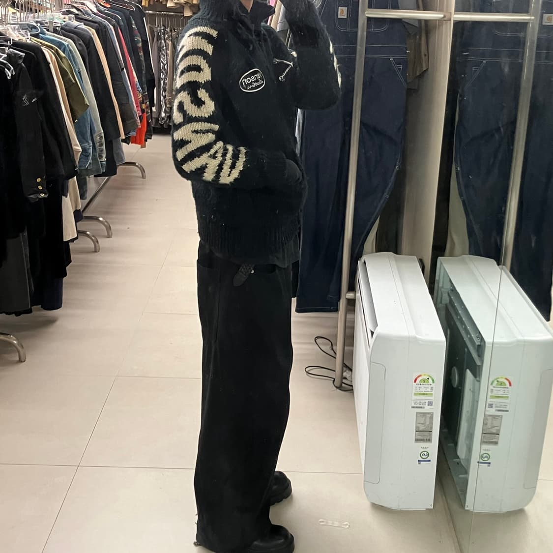 밴슨 레더 양털 니트 집업 M 상품이미지9