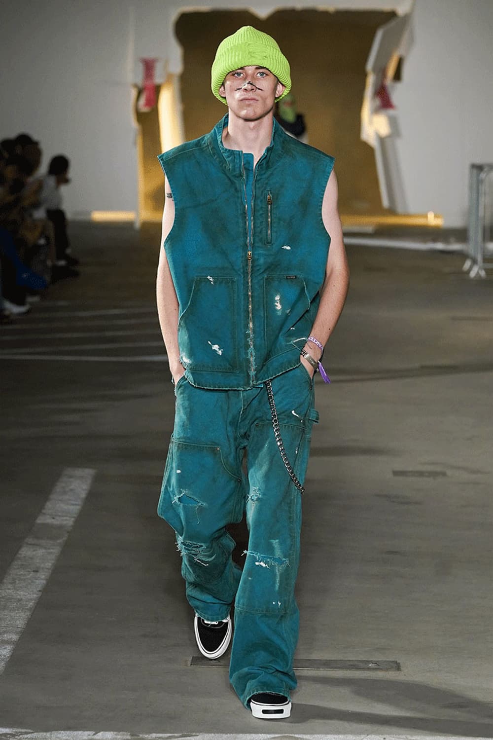 카미야 보로 덕 페인터 팬츠 블루 M 상품이미지4