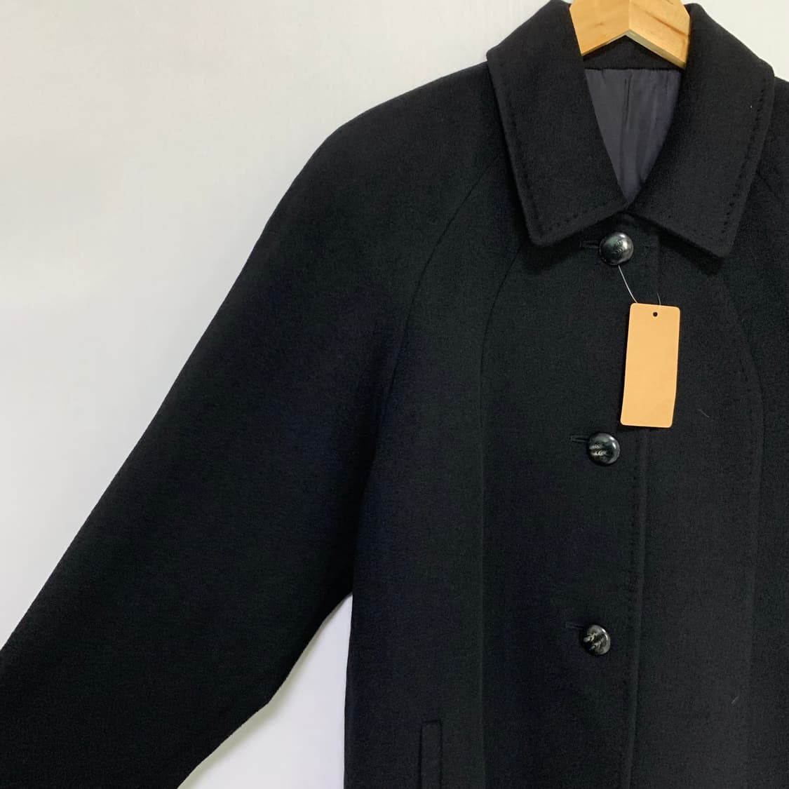 jpn 일본 빈티지 블랙 버튼 롱코트 캐시미어 100% 상품이미지5