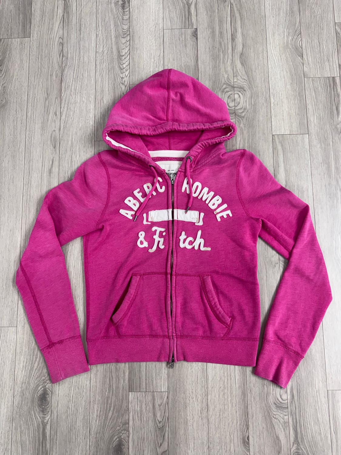 아베크롬비 아치로고 슬림핏 핑크 후드집업 상품이미지1