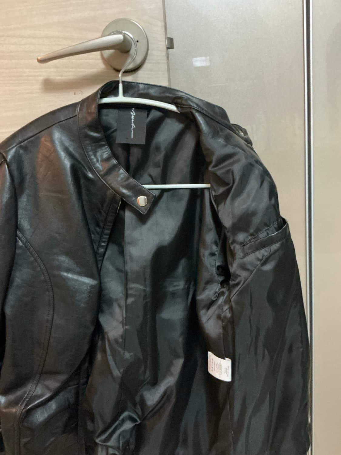 SHIRRING LEATHER JACKET BLACK 상품이미지3