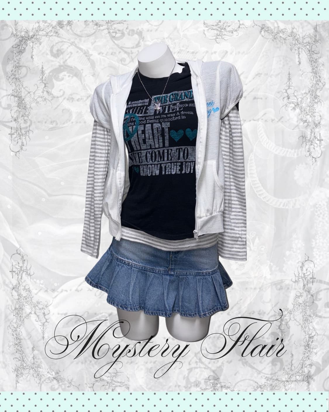 청록 민트 땡땡이 코디세트 6pcs 00s 키치 갸루 상품이미지2