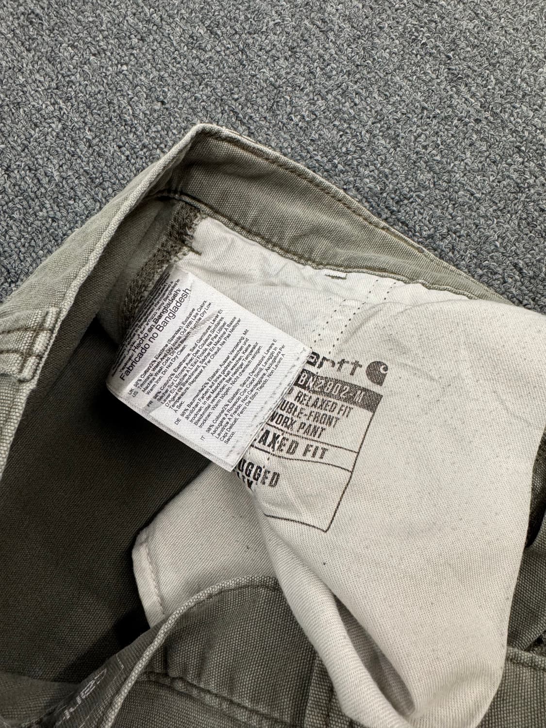 36)칼하트 빈티지 모스그린 더블니 워크팬츠 상품이미지7