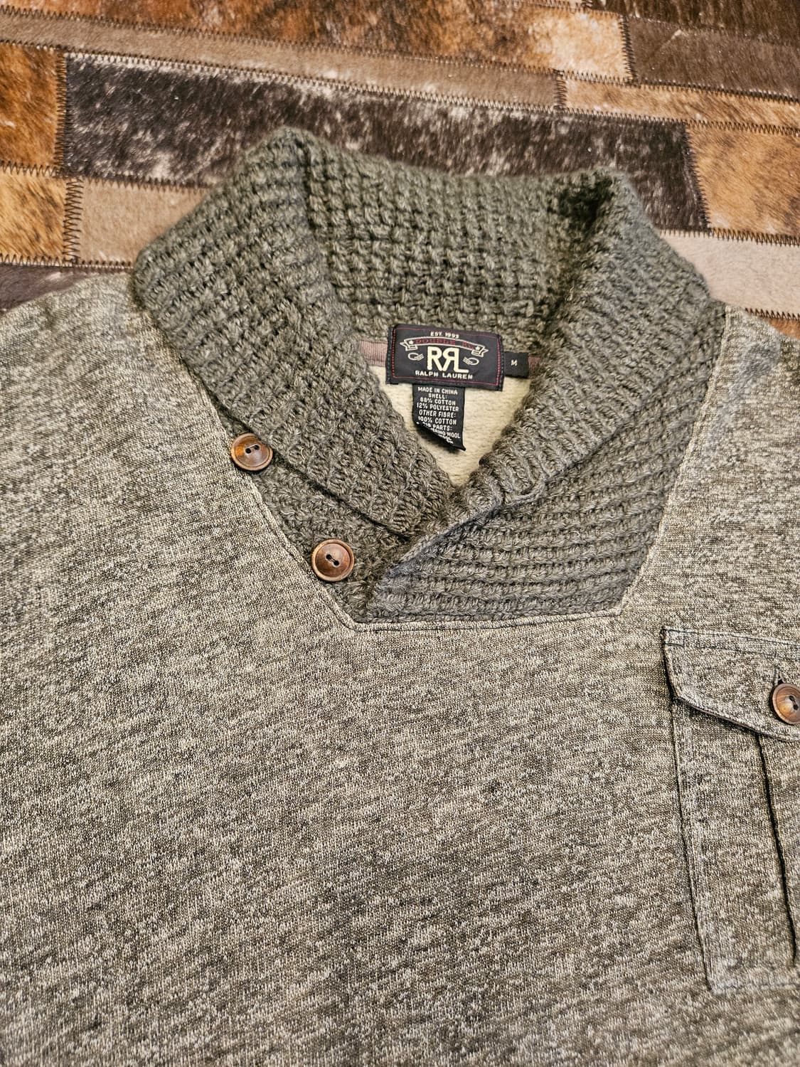 더블알엘 코튼 울 숄카라 포켓 티셔츠  상품이미지4