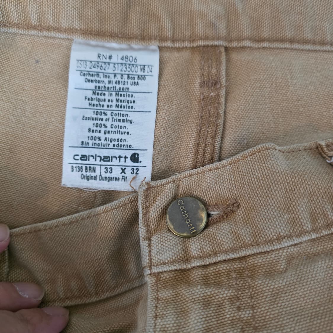 [34X31] 빈티지 칼하트 더블니 B136 BRN 워크팬츠 트래쉬드 상품이미지8