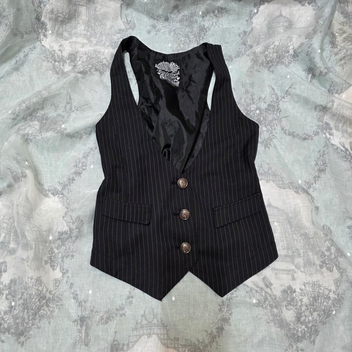 빈티지 블랙 공겜여주 스트라이프 펑크 자켓 y2k 갸루 긱시크 상품이미지2