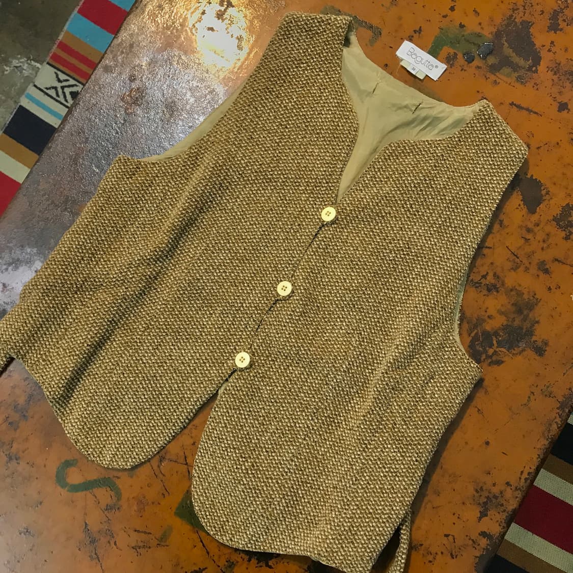 Italy Vtg 이탈리아 빈티지 베이지 니트 버튼 베스트 여성 55 상품이미지1