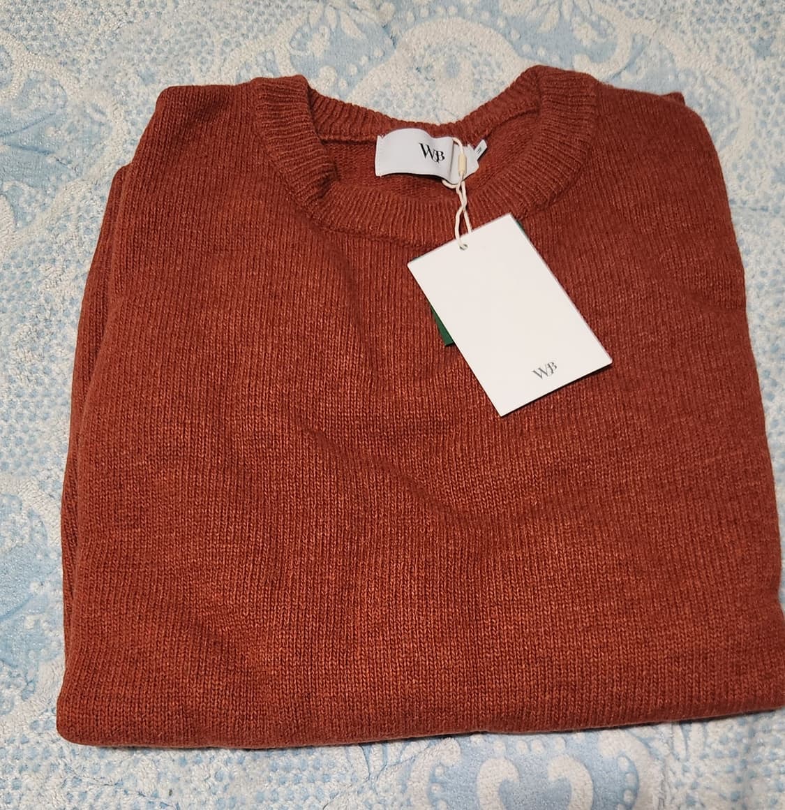 [새상품 M] WGB 세미오버 울 블렌디드 니트 블러드 오렌지 상품이미지3