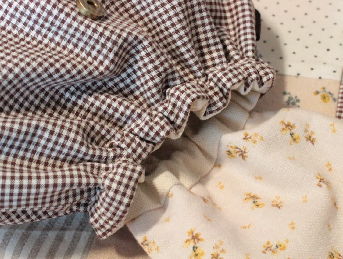 핸드메이드 브라운 체크 밴딩 파우치 상품이미지4