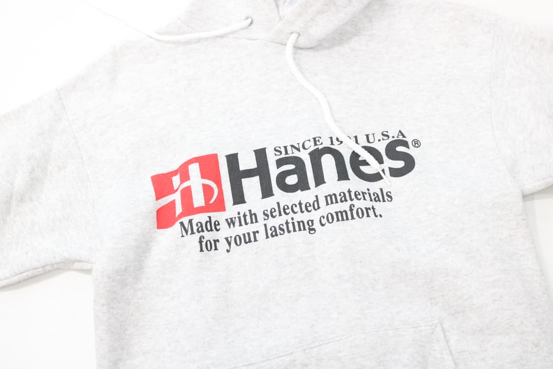 헤인즈 Hanes 빈티지 액티브웨어 로고 프린팅 그레이 후드티셔츠 상품이미지4
