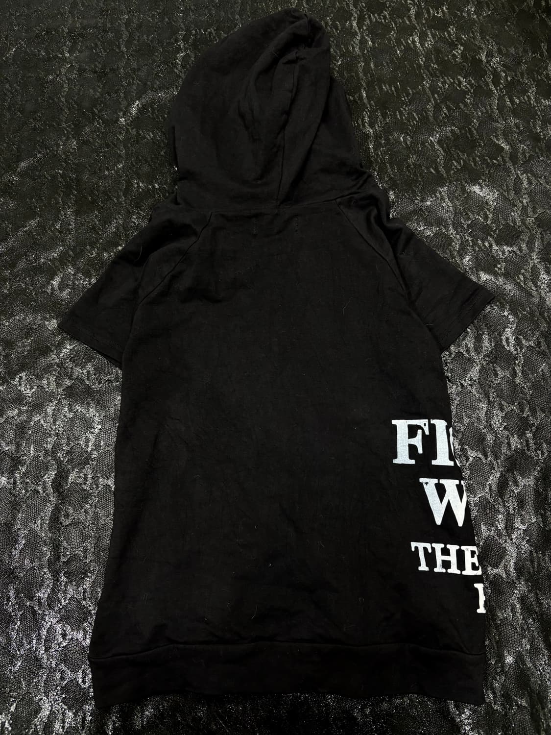 “BACKS” Double Hoodie Y2K Print Half Zip 상품이미지5