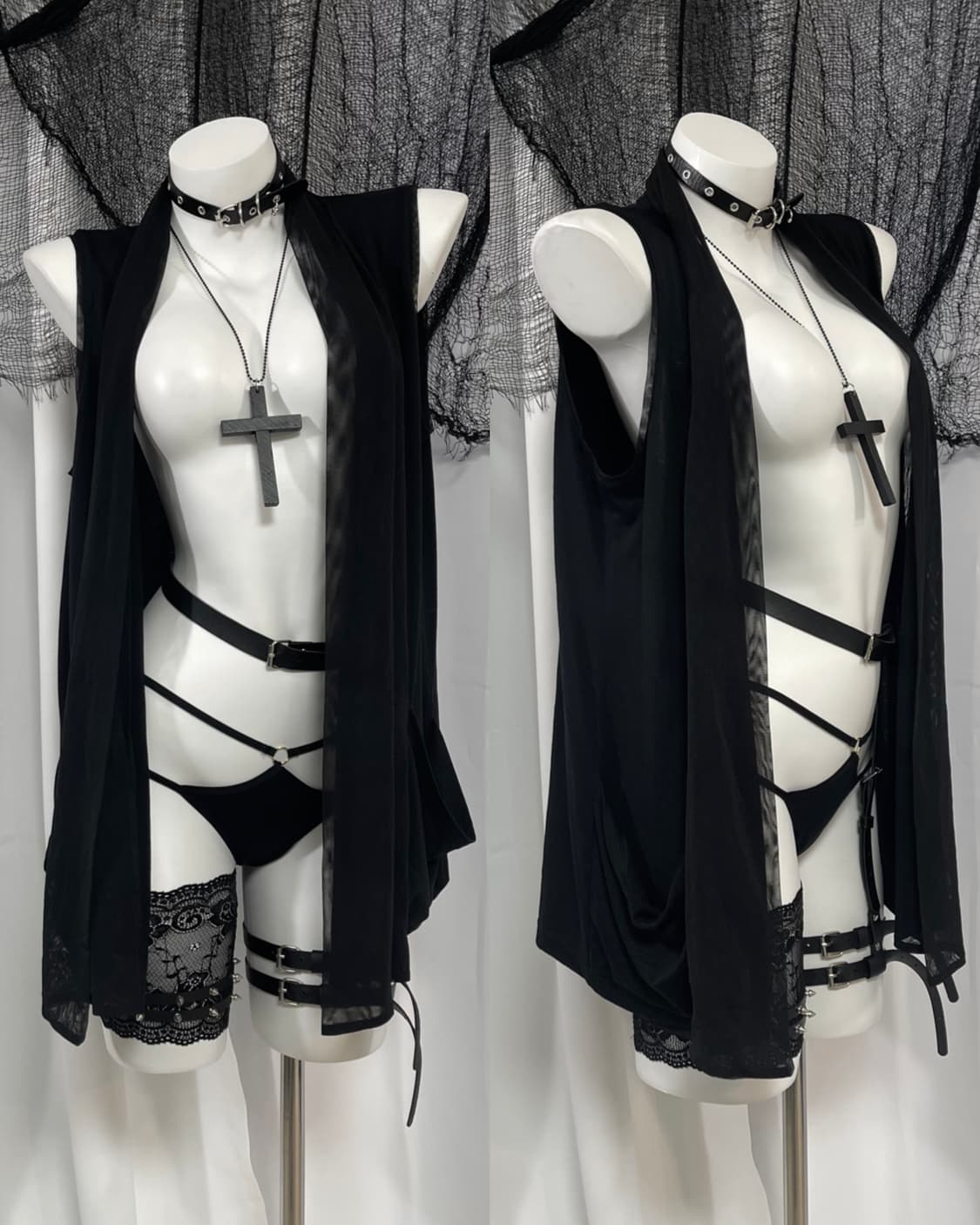 black see through pocket vest 상품이미지1