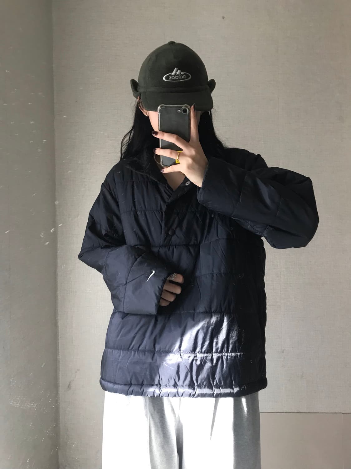 나이키 블랙 버튼 패딩 반집업 상품이미지2