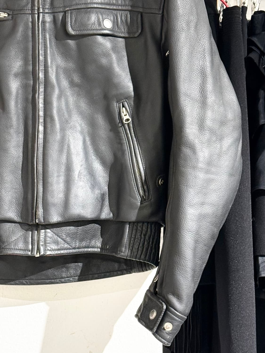 bmw 캐년 블랙 나파 레더 바이커 자켓 상품이미지5