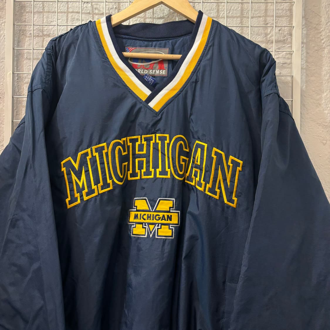 90s USA 월드센스 올드스쿨 미시간 네이비 웜업 XL 상품이미지3
