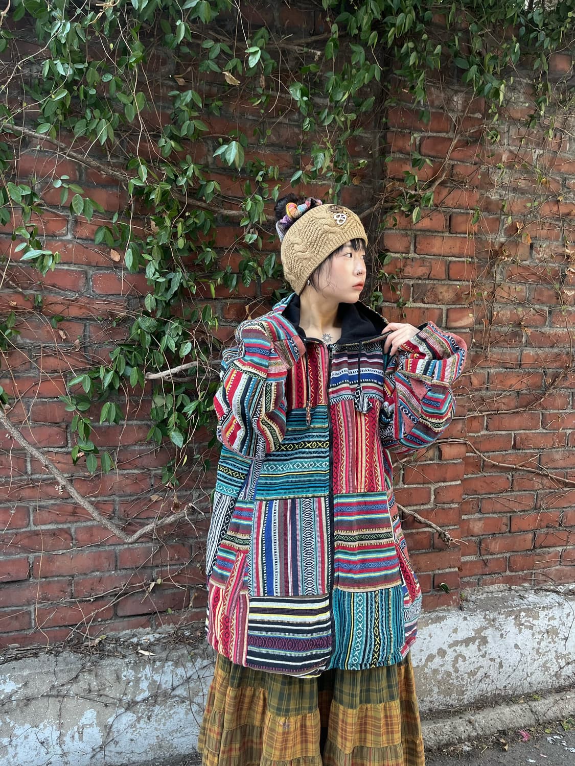 히피 패치 후드 집업 아우터 상품이미지3